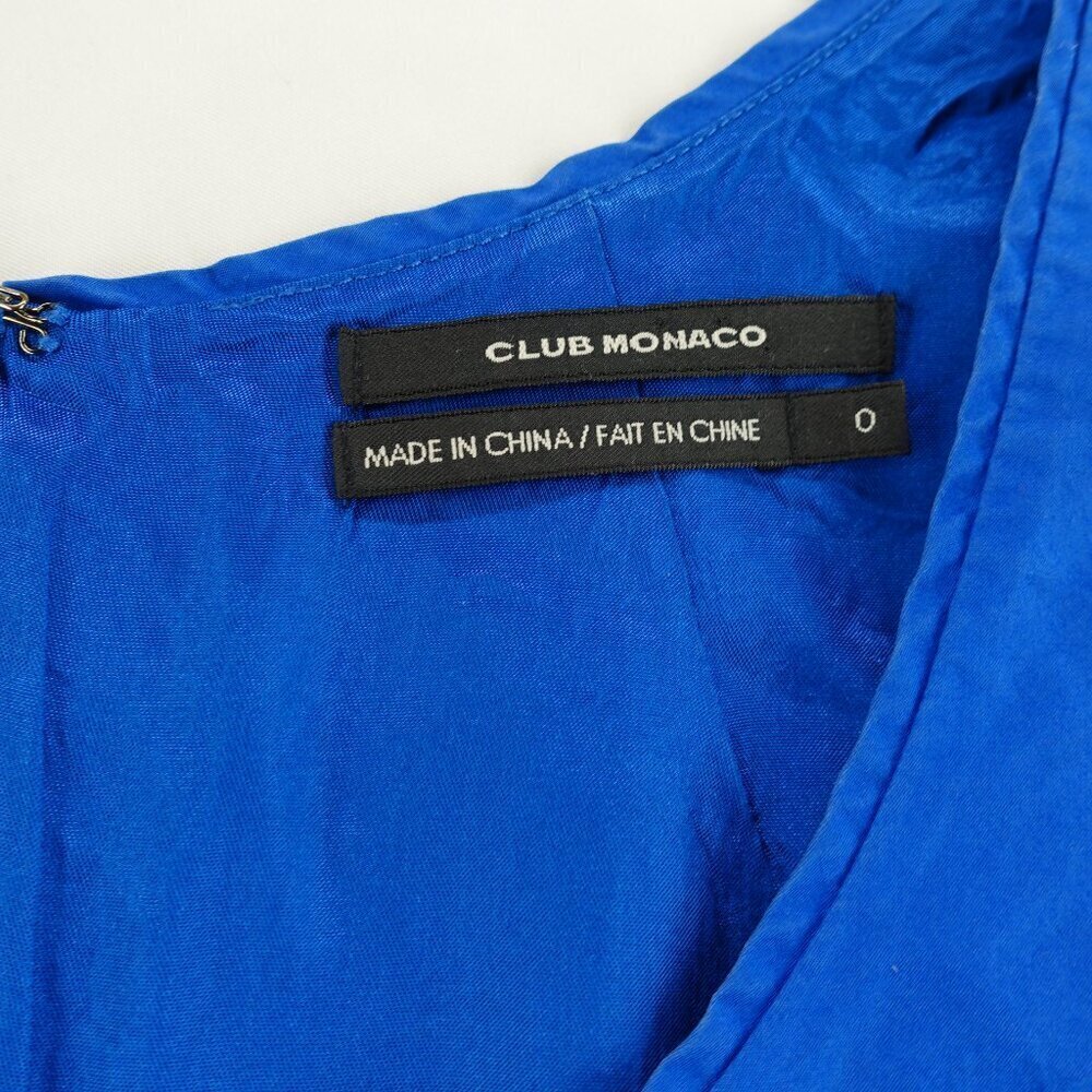 Club Monaco Blue Cotton Scoop Neck Mini Dress Women's size 0 - Picture 5 of 9